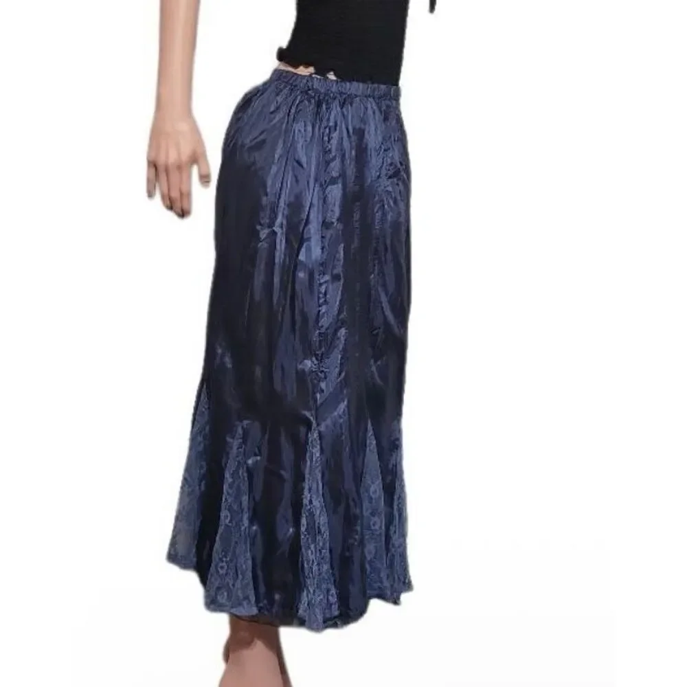 Renee Lamar midnight blue pull-up polyester Maxi skirt L